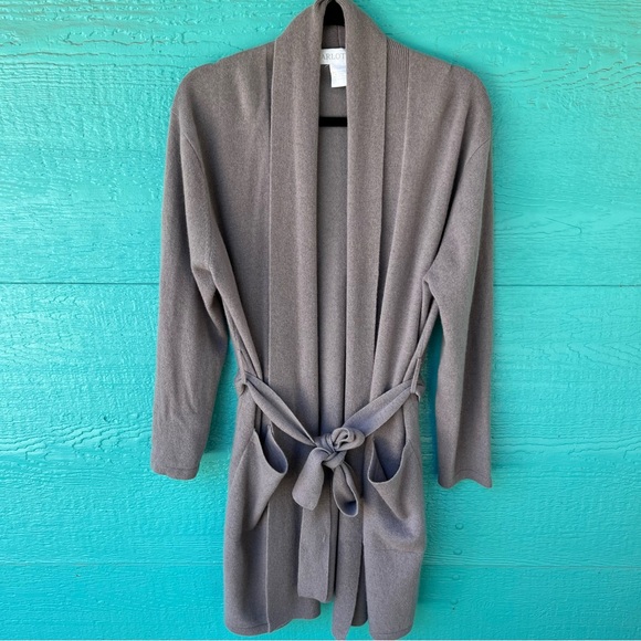 Arlotta Sweaters - ARLOTTA CASHMERE LONGLINE CARDIGAN ROBE SIZE MEDIUM LARGE GRAY EUC